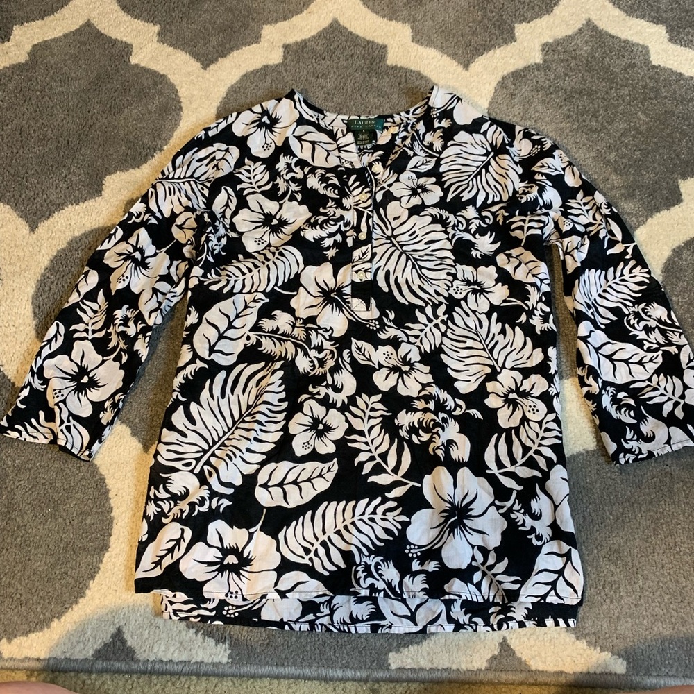 🔴 Ralph Lauren Monochrome Cotton Hawaiian Shirt